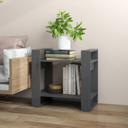 Berkfield Book Cabinet/room Divider Grey 60X35X57 Cm Solid Wood Pine - thumbnail 6