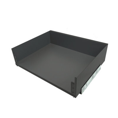 Unknown Fittingsco, Ultra Slim, Deep Pan Soft Close Drawer Box Anthracite, 600W, 485D, 159H (mm) - image 1