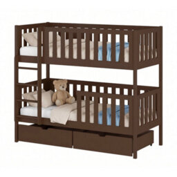 Arte Michalina Dark Chocolate Wooden Bunk Bed With Storage 90 X 190Cm - Foam Bonnell Mattresses Included - thumbnail 1