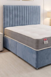 "Knight Sleep Emily Sky Plush 3Ft Bed Set With Orthopaedic Mattress, No Drawers & 24""headboard - Single" - thumbnail 2