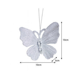 Melody Maison Set Of 3 Silver Glitter Jewelled Butterfly Christmas Decorations - 10Cm - thumbnail 7