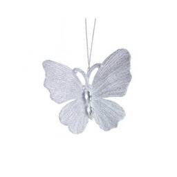 Melody Maison Set Of 3 Silver Glitter Jewelled Butterfly Christmas Decorations - 10Cm - thumbnail 6