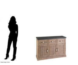Orsina Wooden Sideboard, Mid Century Modern Sideboard, Solid Wood Sideboard, Three Drawer And Three Door Sideboard - thumbnail 3