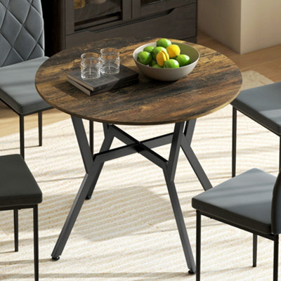 Homcom Small Kitchen Table With Black Steel Legs, Dining Table, Rustic Brown - image 1