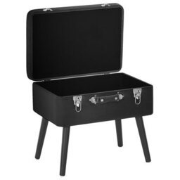 Beliani Noir Velvet Storage Stool - Black Buttoned Velvet, Suitcase-Style Lid, Compact W52 X D36 X H46Cm - thumbnail 5