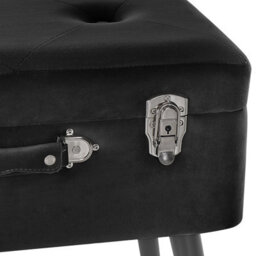 Beliani Noir Velvet Storage Stool - Black Buttoned Velvet, Suitcase-Style Lid, Compact W52 X D36 X H46Cm - thumbnail 7