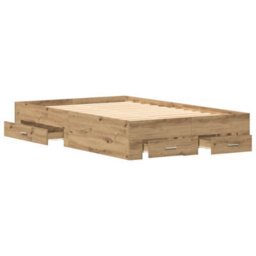 Berkfield Bed Frame With Drawers Artisan Oak 120X200 Cm Engineered Wood - thumbnail 5