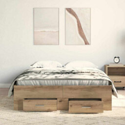 Berkfield Bed Frame With Drawers Artisan Oak 120X200 Cm Engineered Wood - thumbnail 4