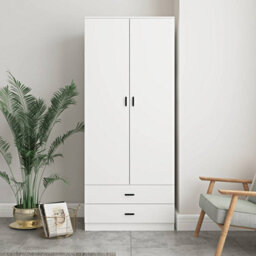 Oak, Black - 2-Door 2-Drawer Wardrobe With Storage Shelf, And Hanging Space - 180X75X46Cm - thumbnail 5