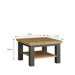 Furniture To Go Pontypool Small Coffee Table With Shelf In Wolfram Grey And Mauvella Oak - thumbnail 7