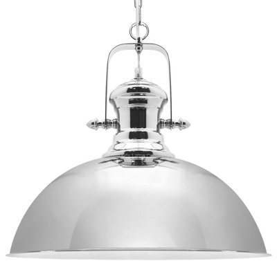 Long Life Lamps Company Industrial Vintage Retro Dome Polished Chrome Pendant Ceiling Lamp M0123 - image 1