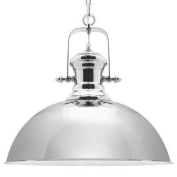 Long Life Lamps Company Industrial Vintage Retro Dome Polished Chrome Pendant Ceiling Lamp M0123 - thumbnail 1