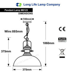 Long Life Lamps Company Industrial Vintage Retro Dome Polished Chrome Pendant Ceiling Lamp M0123 - thumbnail 2