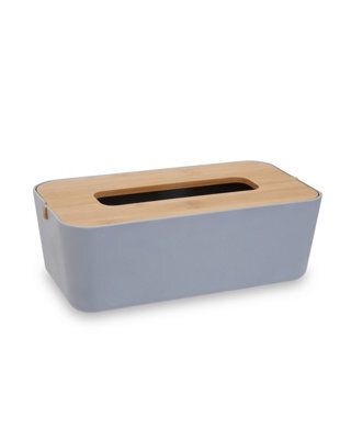Orsina Grey Bamboo Fibre Tissue Box, Rectangular Tissue Holder With Lift-Off Lid & Cutout Opening, Tissue Paper Box - image 1