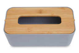 Orsina Grey Bamboo Fibre Tissue Box, Rectangular Tissue Holder With Lift-Off Lid & Cutout Opening, Tissue Paper Box - thumbnail 4