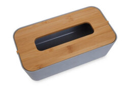 Orsina Grey Bamboo Fibre Tissue Box, Rectangular Tissue Holder With Lift-Off Lid & Cutout Opening, Tissue Paper Box - thumbnail 3