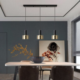 Modern E27 Pendant Light 3-Bulb Black Gold Pendant Metal Industrial Design - thumbnail 5