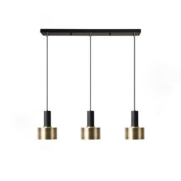 Modern E27 Pendant Light 3-Bulb Black Gold Pendant Metal Industrial Design - thumbnail 1