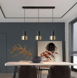 Modern E27 Pendant Light 3-Bulb Black Gold Pendant Metal Industrial Design - thumbnail 6