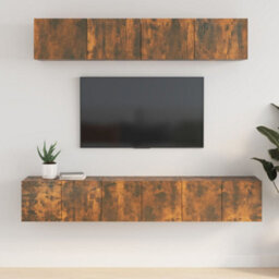 Berkfield 5 Piece Tv Cabinet Set Smoked Oak Engineered Wood - thumbnail 1