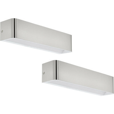 2 Pack Satin Nickel Led Wall Light Sconces - Modern Oblong Design, 12W Inc - image 1