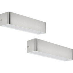 2 Pack Satin Nickel Led Wall Light Sconces - Modern Oblong Design, 12W Inc - thumbnail 1