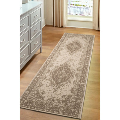 Melrose Eden Medallion Natural Coloured Indoor Outdoor Runner Rug 3mm Pile Height - 67/200Cm - image 1