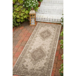 Melrose Eden Medallion Natural Coloured Indoor Outdoor Runner Rug 3mm Pile Height - 67/200Cm - thumbnail 5