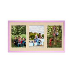 AK Frames 40X20Cm Pastel Pink Sleek Multi Photo Frame With Ivory Mount - Holds 3 Apertures (3X) 6X4 Photos - thumbnail 1