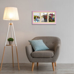 AK Frames 40X20Cm Pastel Pink Sleek Multi Photo Frame With Ivory Mount - Holds 3 Apertures (3X) 6X4 Photos - thumbnail 3