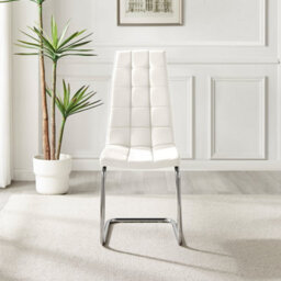 Furniturebox Set Of 2 - Murano Modern Dining Chairs - White Faux Leather Chrome Leg Dining Chairs - Kitchen Dining Room Chairs - thumbnail 5