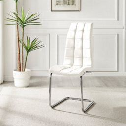 Furniturebox Set Of 2 - Murano Modern Dining Chairs - White Faux Leather Chrome Leg Dining Chairs - Kitchen Dining Room Chairs - thumbnail 4