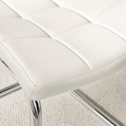 Furniturebox Set Of 2 - Murano Modern Dining Chairs - White Faux Leather Chrome Leg Dining Chairs - Kitchen Dining Room Chairs - thumbnail 7