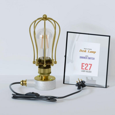 Vintage Conduit Light Table Lamp Kit With Dimmable Switch Steampunk E27 Base Industrial Metal Cage Plug In Desk Lamp Lights - image 1