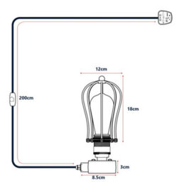Vintage Conduit Light Table Lamp Kit With Dimmable Switch Steampunk E27 Base Industrial Metal Cage Plug In Desk Lamp Lights - thumbnail 3