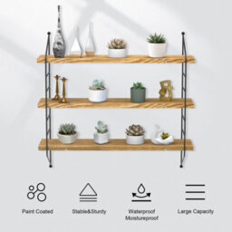 Fativo  Adjustable 3 Tier Wall Floating Shelf With Metal Brackets Strong Bearing Shelves - thumbnail 9