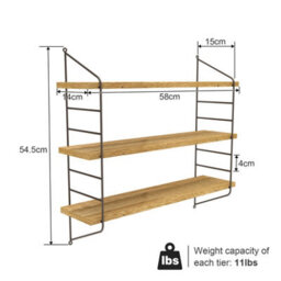 Fativo  Adjustable 3 Tier Wall Floating Shelf With Metal Brackets Strong Bearing Shelves - thumbnail 2