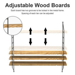 Fativo  Adjustable 3 Tier Wall Floating Shelf With Metal Brackets Strong Bearing Shelves - thumbnail 5