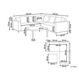 Beliani Belize 5 Seater Garden Corner Sofa With Table Right Hand Beige Modular - thumbnail 3