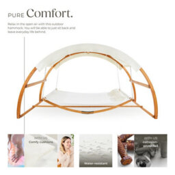 Tectake Hammock Locarno - For 2 People, Large Sun Canopy, Wooden Frame, Washable Fabric 328 X 160 X 171.5Cm - Teak - thumbnail 3