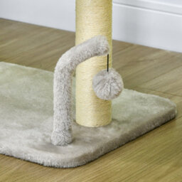 Pawhut Cat Tree Tower Scratcher With Bed For Indoor Cats, Light Grey - thumbnail 7