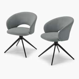 Furniturebox Uk 2X Anika Grey Fabric Swivel Dining Chairs - thumbnail 6