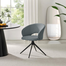 Furniturebox Uk 2X Anika Grey Fabric Swivel Dining Chairs - thumbnail 2