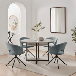 Furniturebox Uk 2X Anika Grey Fabric Swivel Dining Chairs - thumbnail 5