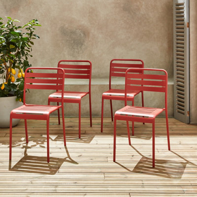 Sweeek - Set Of 4 Stackable Steel Garden Chairs Amelia Terracotta 44X52X79 Cm - image 1