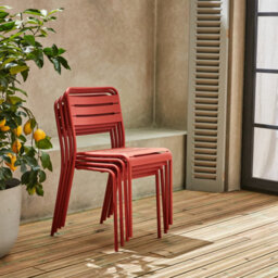 Sweeek - Set Of 4 Stackable Steel Garden Chairs Amelia Terracotta 44X52X79 Cm - thumbnail 4