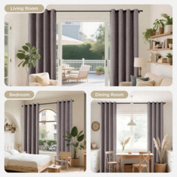 Ameha Plain 100%blackout Curtain-Linen Texture Fabric Thermal Insulated Mocha Curtain Pair 90X90' With Tie Back Neutral Tone Home Decor - thumbnail 3