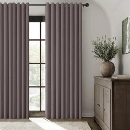 Ameha Plain 100%blackout Curtain-Linen Texture Fabric Thermal Insulated Mocha Curtain Pair 90X90' With Tie Back Neutral Tone Home Decor