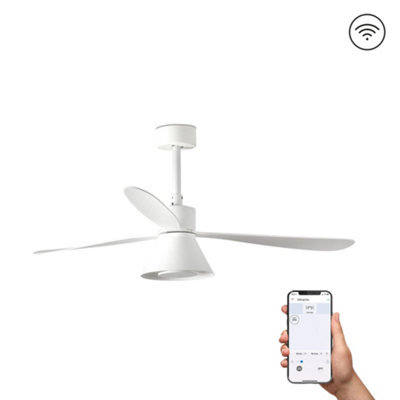 Luminosa Lighting Luminosa Amelia 132Cm Tuya Smart Ceiling Fan Led Cone White - image 1