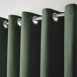 Laurence Llewelyn-Bowen Montrose Velvet Blackout-Coated Pair Of Bottle Green Eyelet Curtains - thumbnail 2
